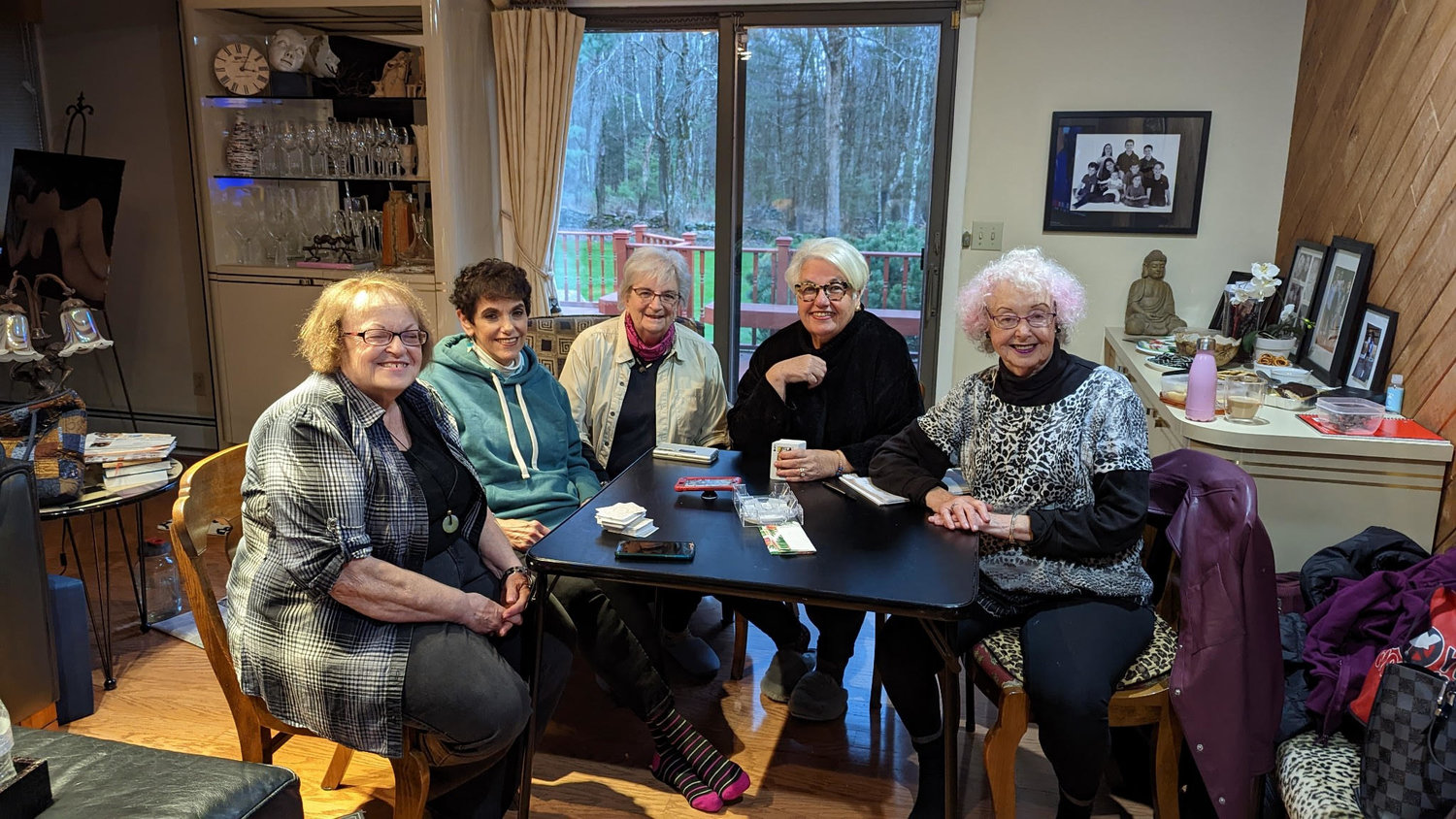 Mom and friends playing canasta. Pictured are Sheila Zayas, left;  Bobbi Rudick; Joyce Garber; Jeanette Rosenblum and Fran Greenfield.